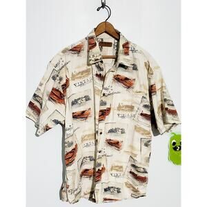 Morgan Creek Mens Vintage Boat Collard Shirt Size XL Boats Dad Cabincore Camp